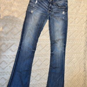 BKE Distressed Blue Boot Cut Jeans